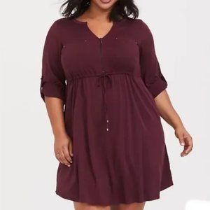 Purple Burgundy Challis Shirt Dress Torrid 5XL